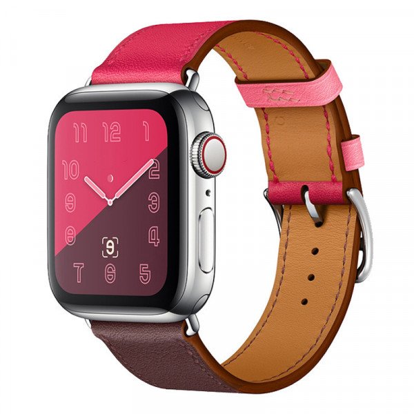Wholesale Swift Leather Band Loop Strap Wristband Replacement for Apple Watch Series 7/6/SE/5/4/3/2/1 Sport - 40MM / 38MM (Hot Pink)